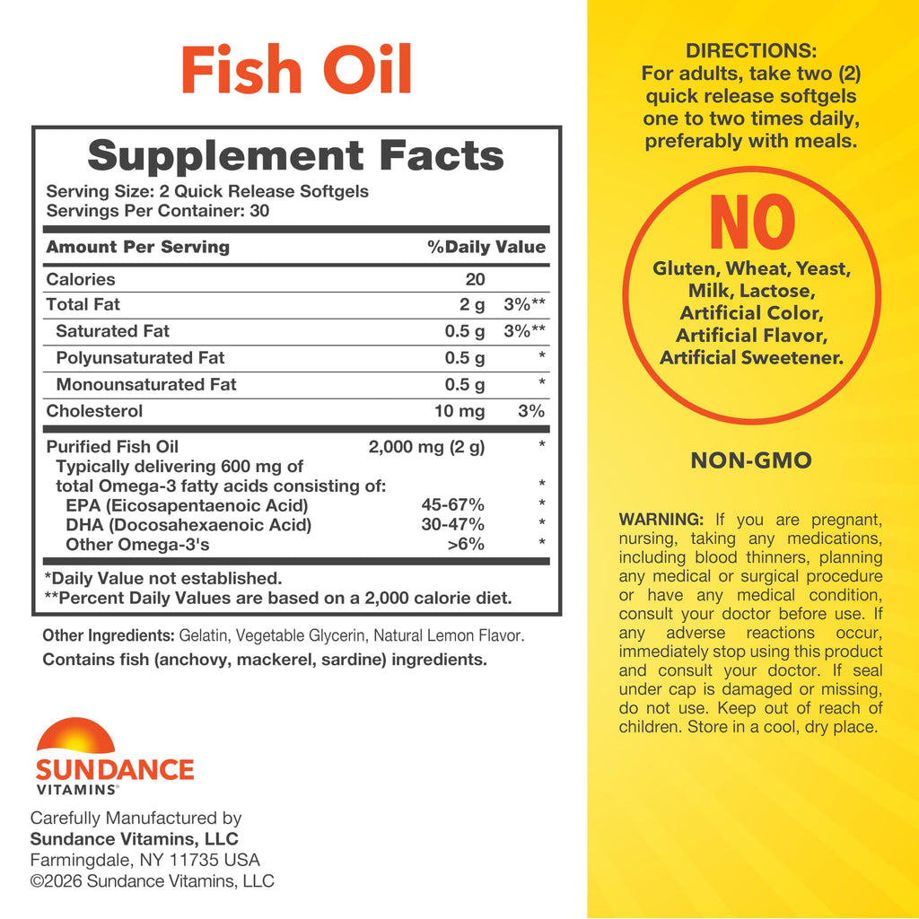Fish Oil Omega 3 Supplement 1000mg 60 Softgels G148