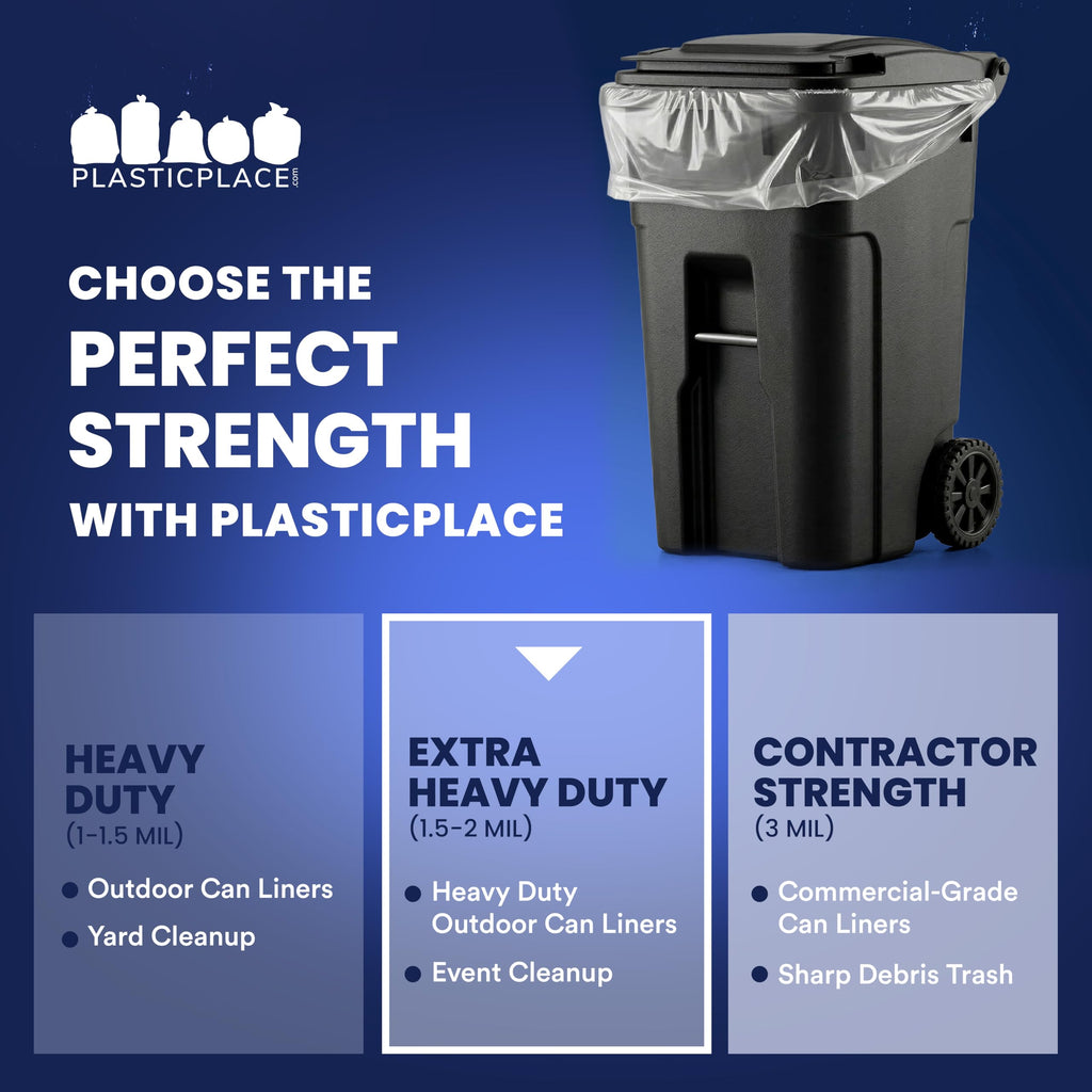 95-96 Gallon 2 Mil Clear Heavy Duty Trash Bags 25 Count W900