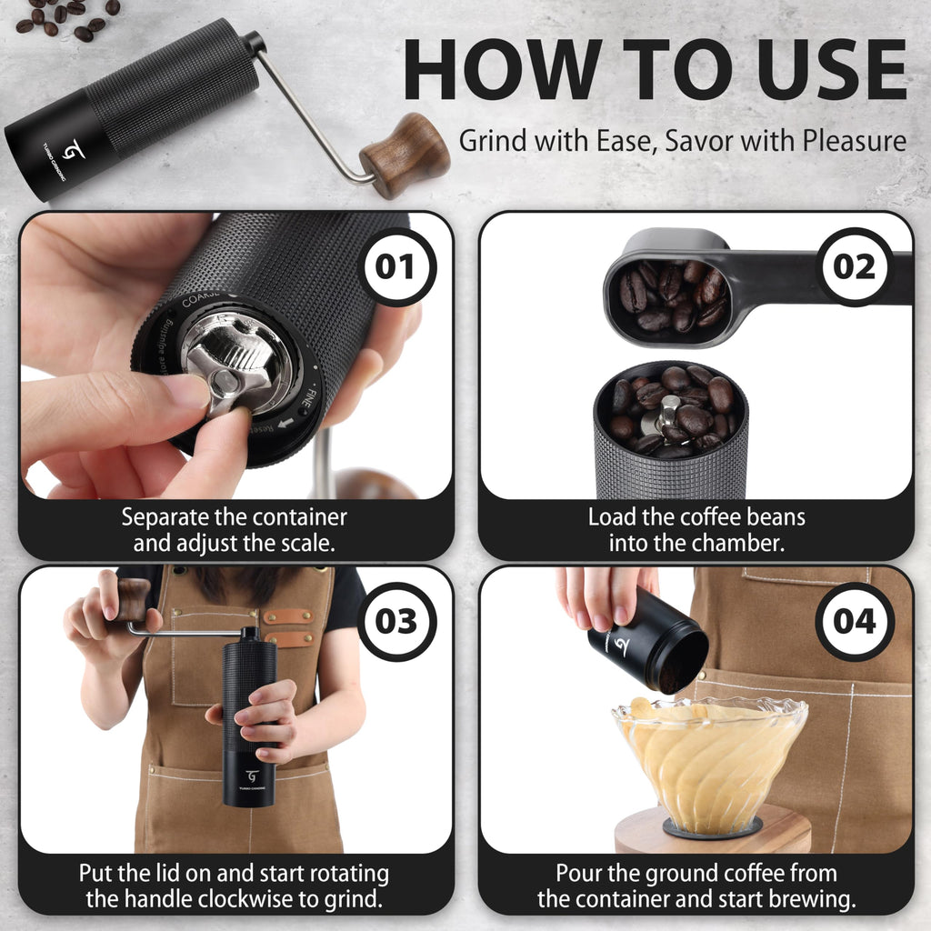 Manual Coffee Grinder with Stainless Steel Conical Burr J4574