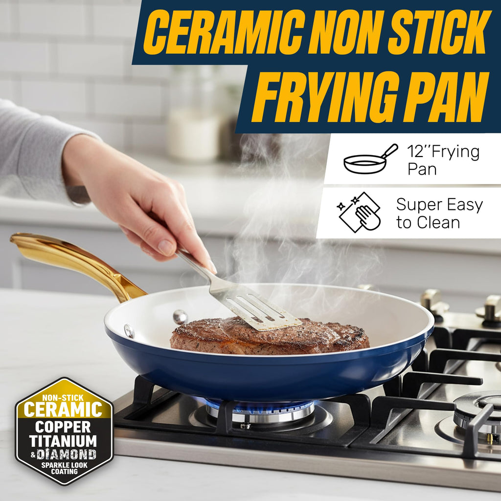 12 Pc Titanium Ceramic Nonstick Cookware Set N6090