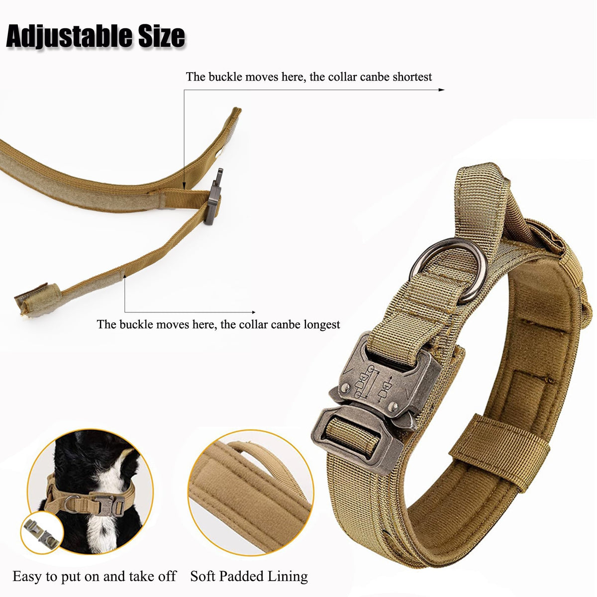 Adjustable Nylon Tactical Dog Collar Q778791