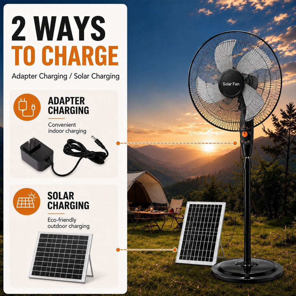 Rechargeable Pedestal Fan with Solar Panel C2015