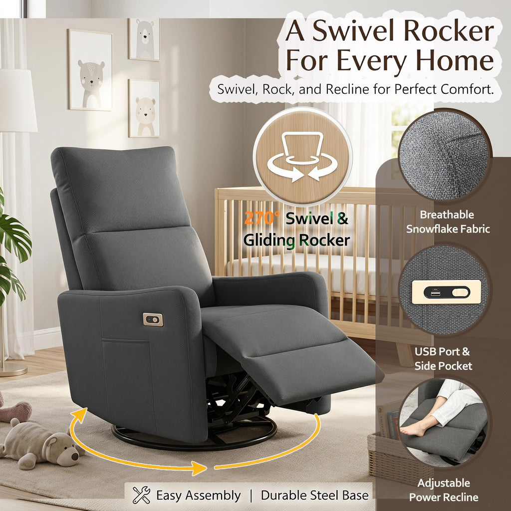 Small Power Swivel Rocker Recliner Chair I743305