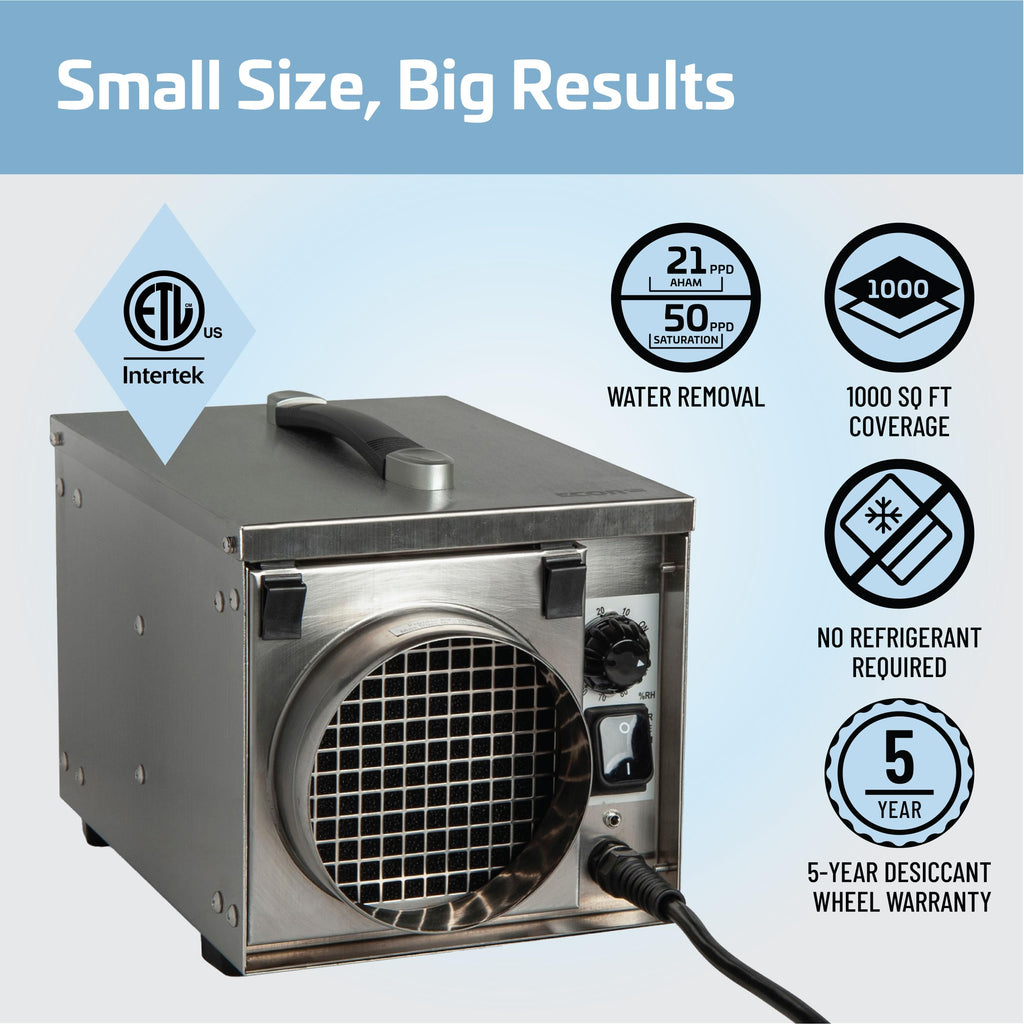 50 Pint Portable Desiccant Dehumidifier Stainless Steel Q4232