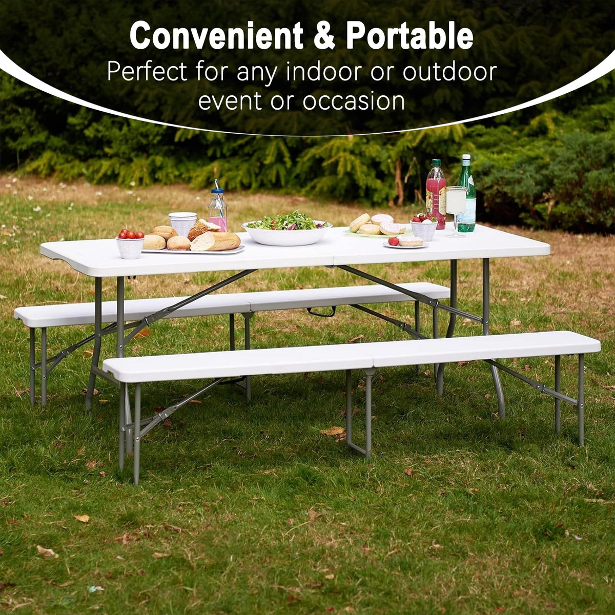 6FT White Portable Plastic Folding Table L24634