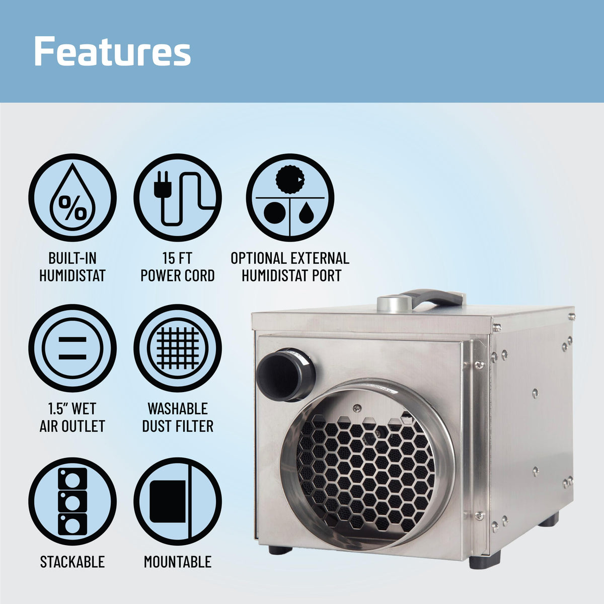 50 Pint Portable Desiccant Dehumidifier Stainless Steel Q4232