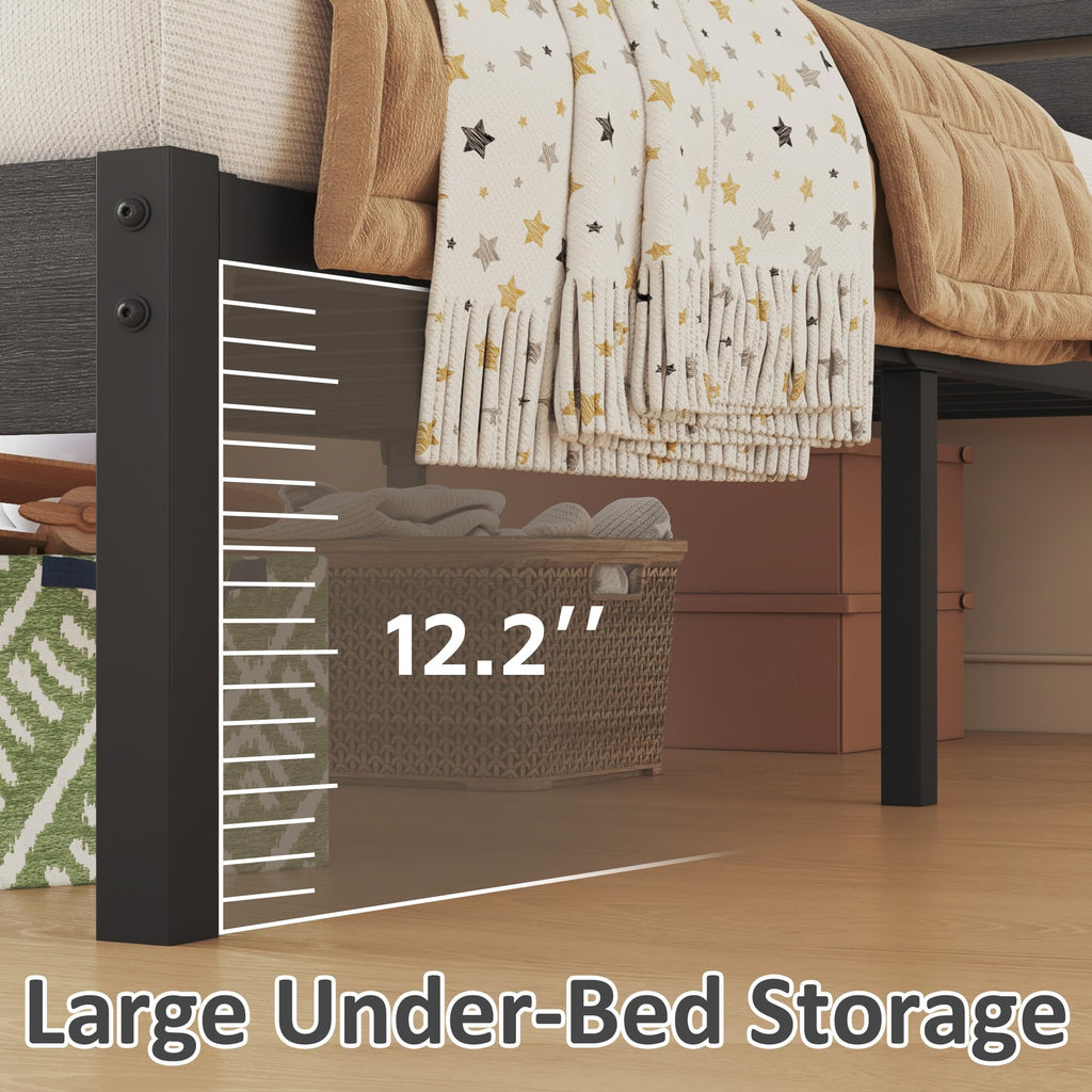 Twin Metal Bed Frame with Headboard and Under Bed Storage M933096