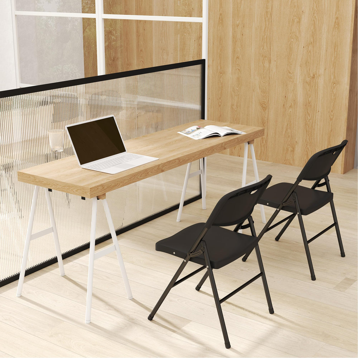 Folding Chairs Set of 10 Black P61998