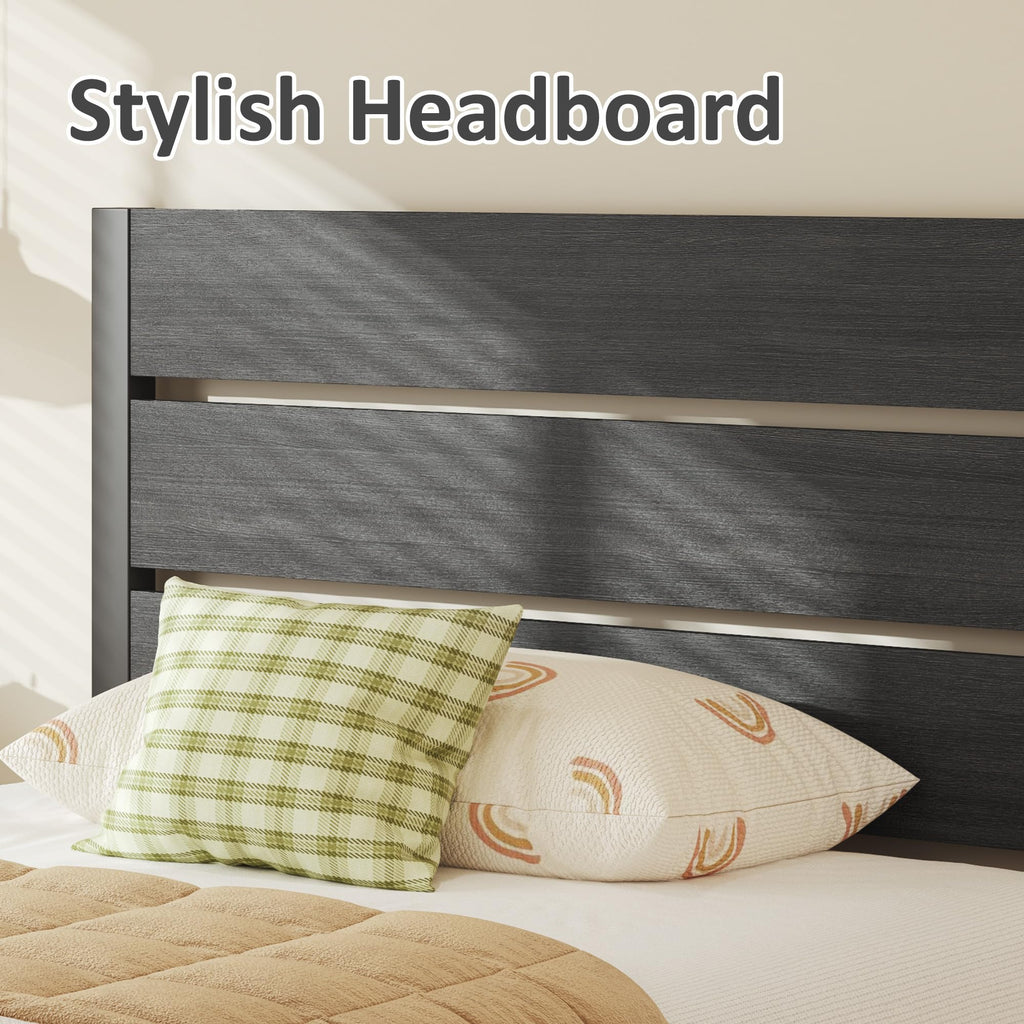 Twin Metal Bed Frame with Headboard and Under Bed Storage M933096