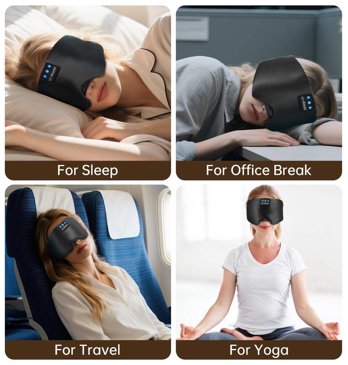 Silk Soft Sleep Mask with Bluetooth Black I7050