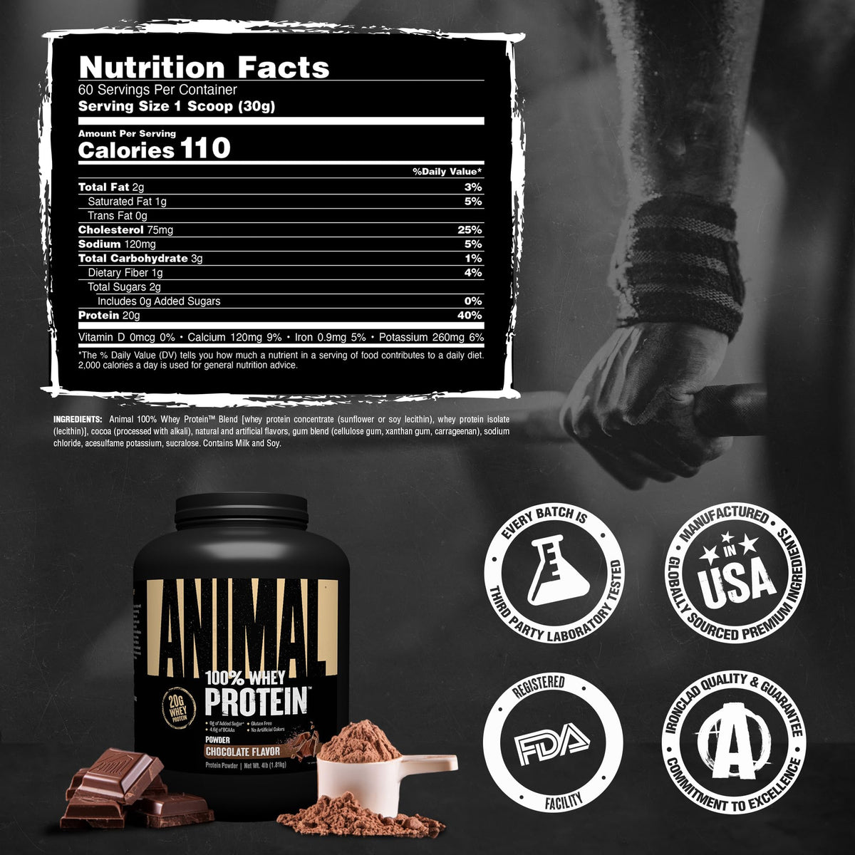 100% Whey Protein Powder Chocolate 4LB D685
