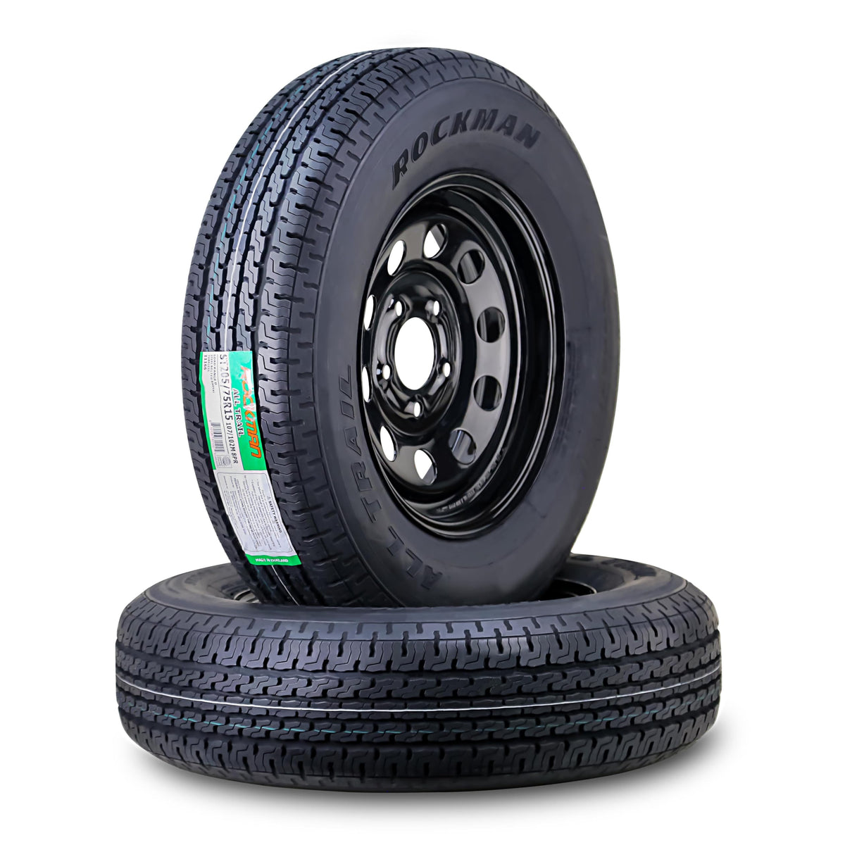 ST205/75R15 8-Ply Trailer Tire Wheel Black Mod Rim Pk2 L51190