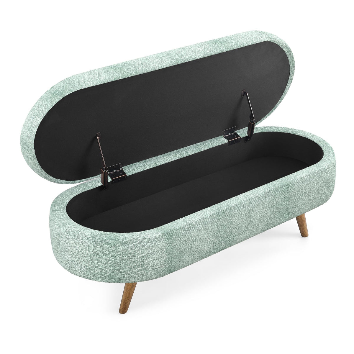 Oval Storage Bench with Rubber Wood Legs Gray B4851