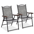 Set of 2 Grey Patio Folding Chairs W5340