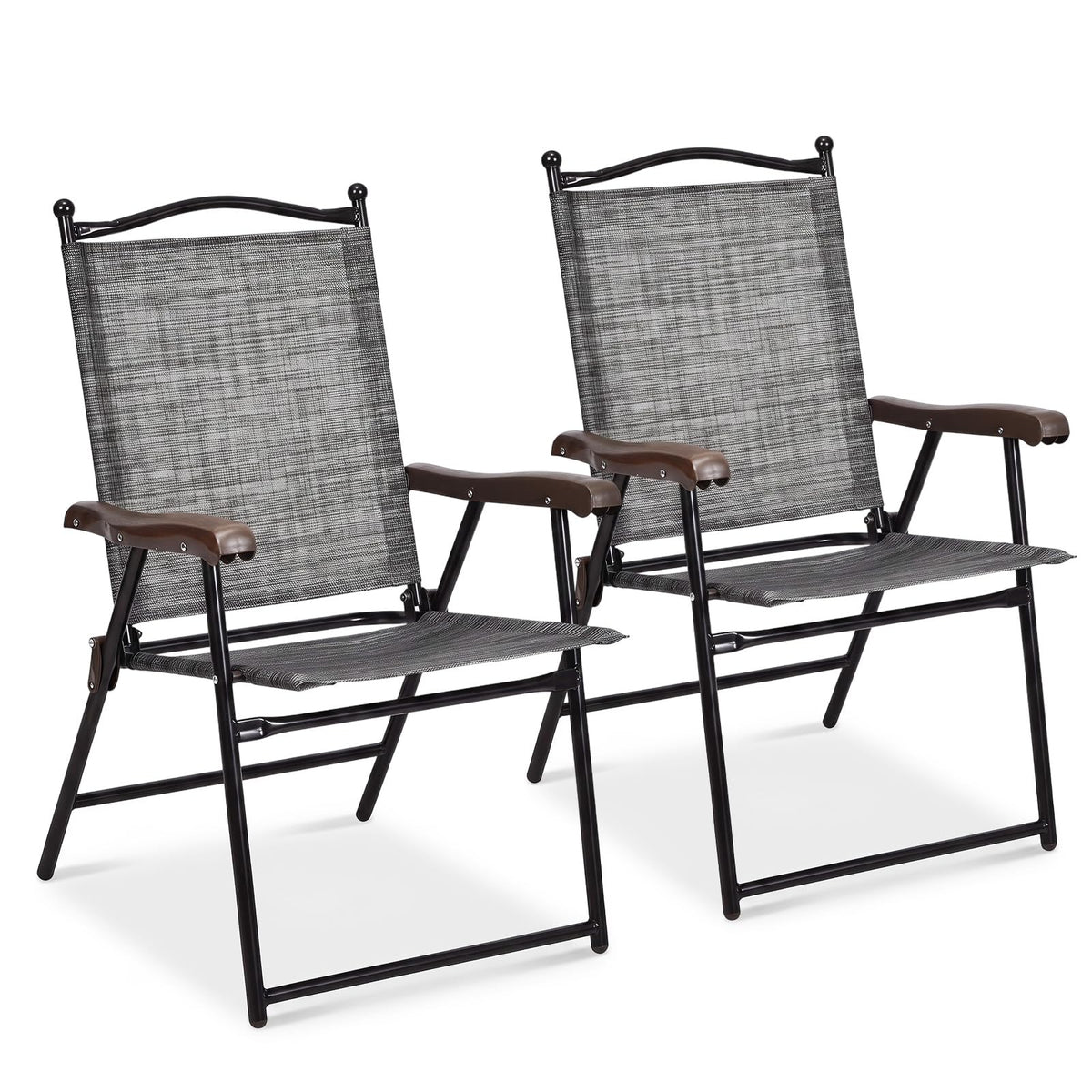 Set of 2 Grey Patio Folding Chairs W5340