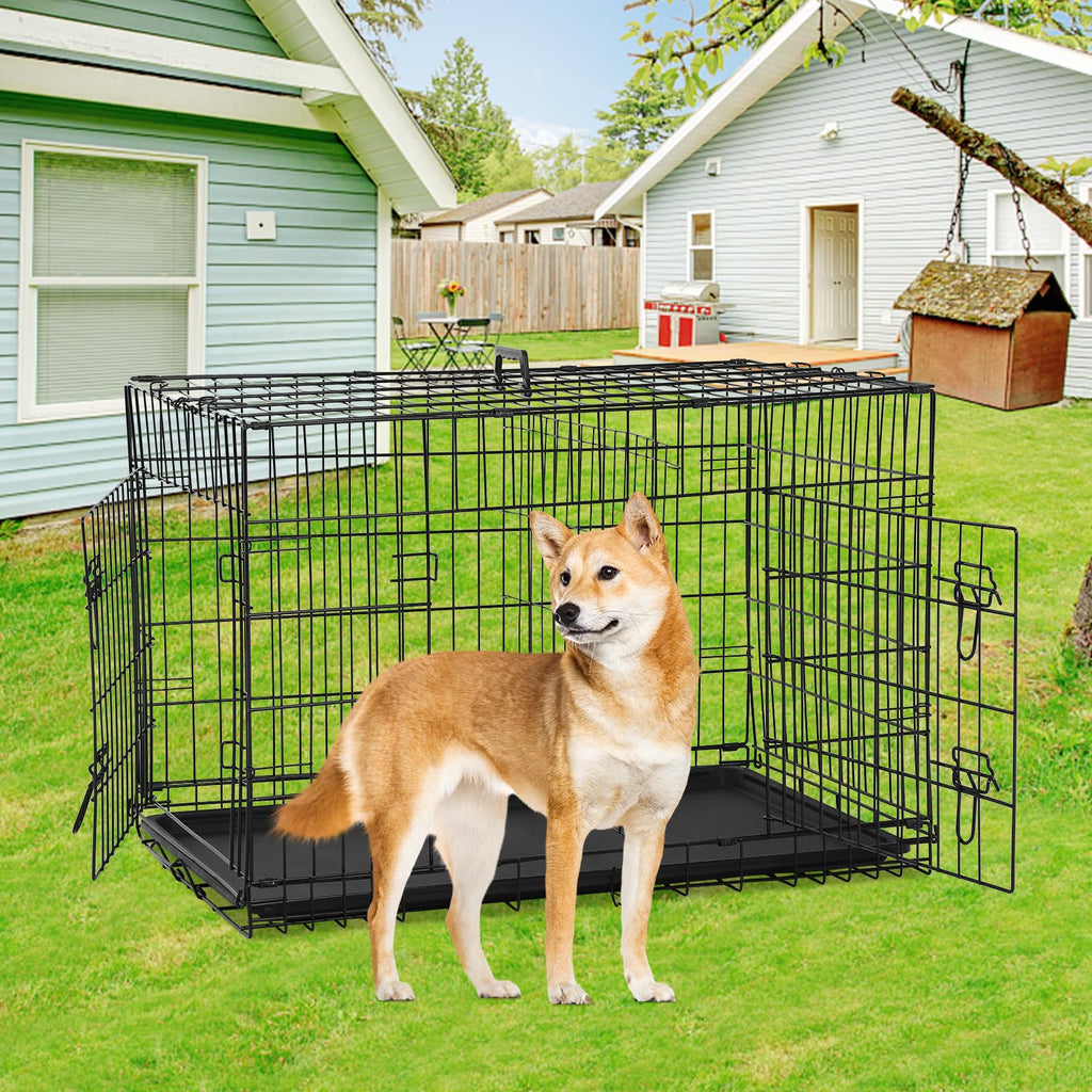 48 Inch Foldable Metal Wire Dog Crate with Tray K6067
