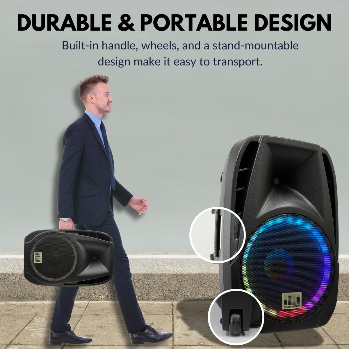 15" 2000W Portable PA Speaker System with Wireless Microphones O534763