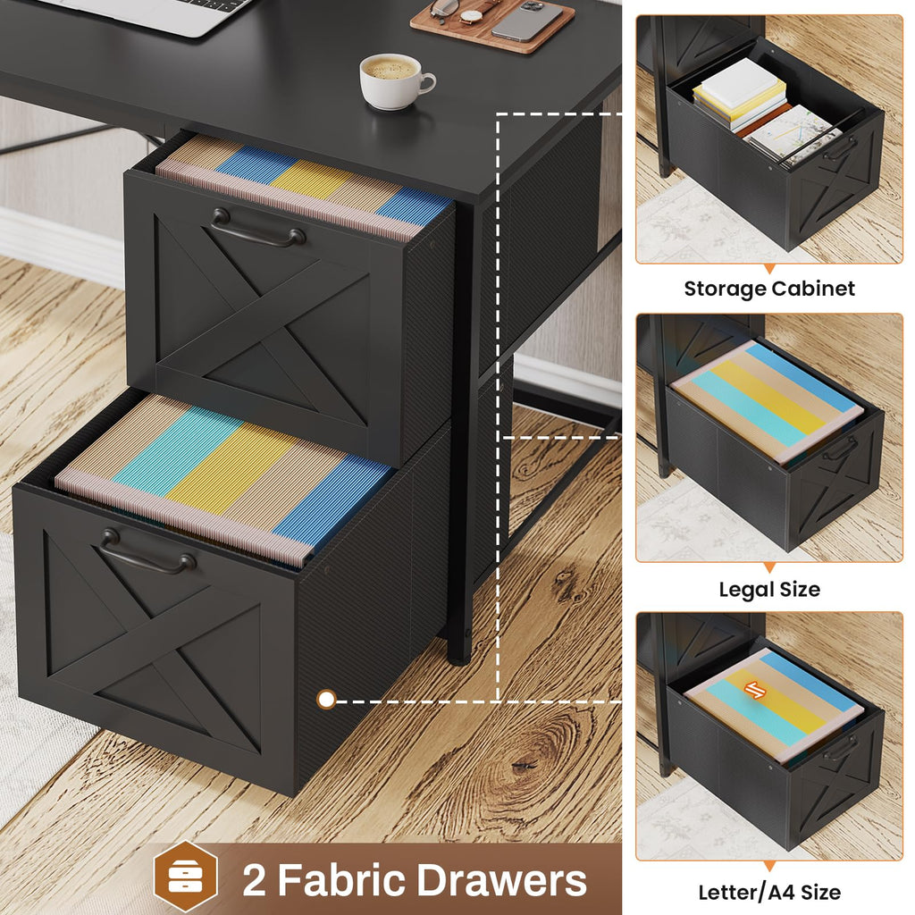 L Shaped Corner Gaming Desk with Drawers I7881
