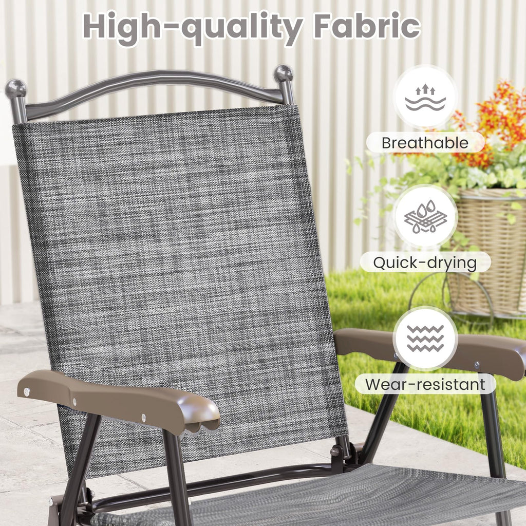 Set of 2 Grey Patio Folding Chairs W5340