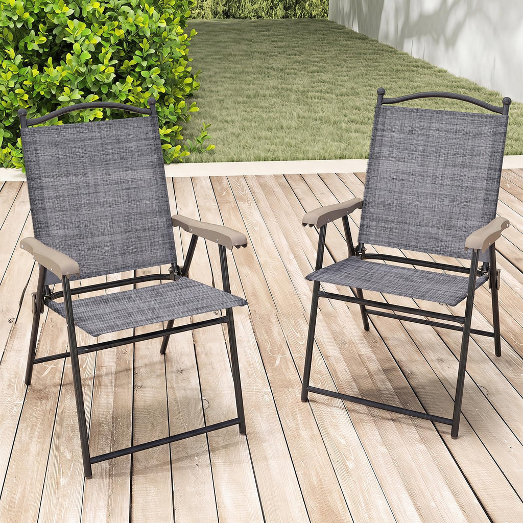 Set of 2 Grey Patio Folding Chairs W5340