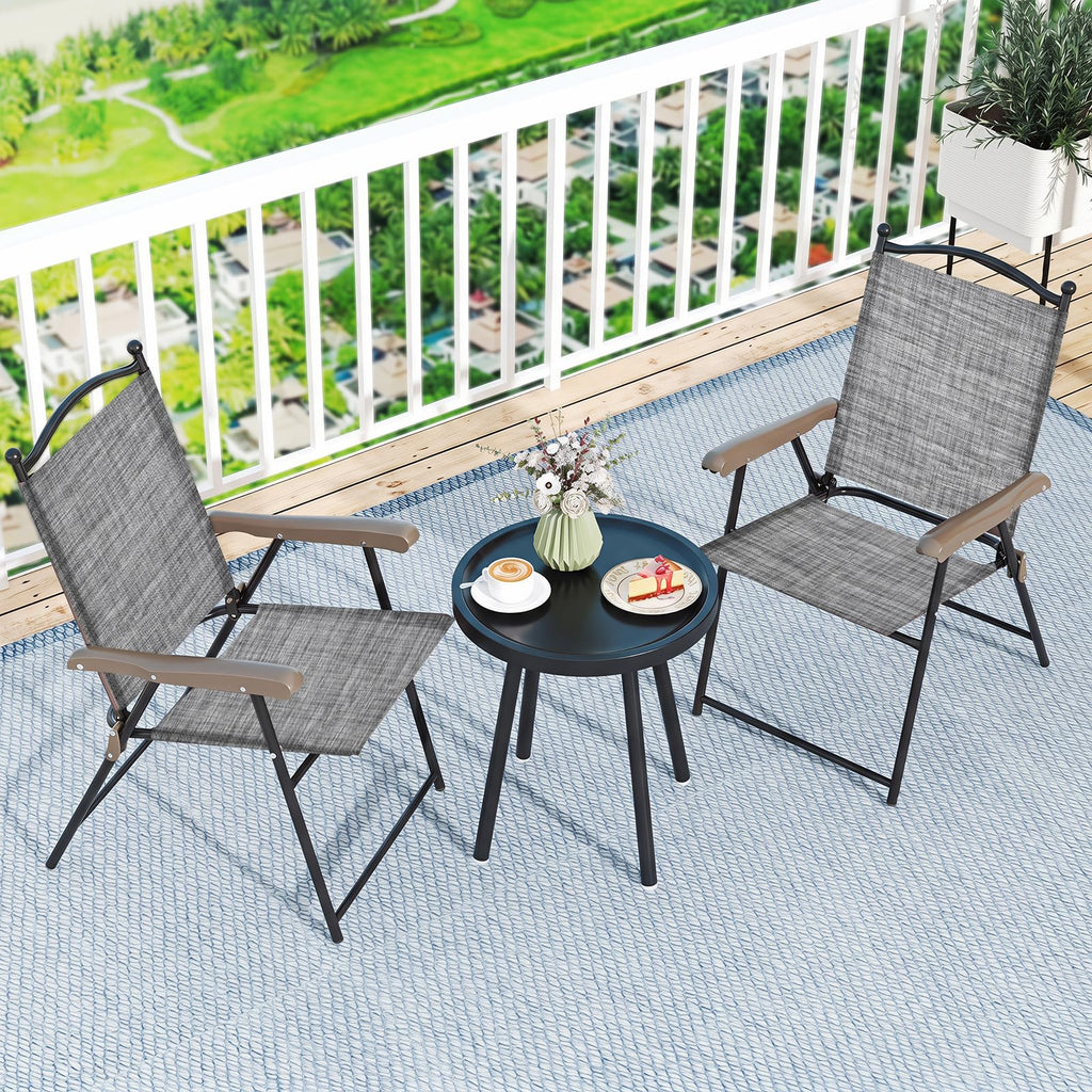 Set of 2 Grey Patio Folding Chairs W5340