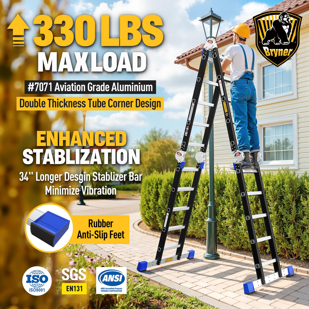 Aluminium 7 in 1 Extension Ladder 19.6Ft 330lbs P290