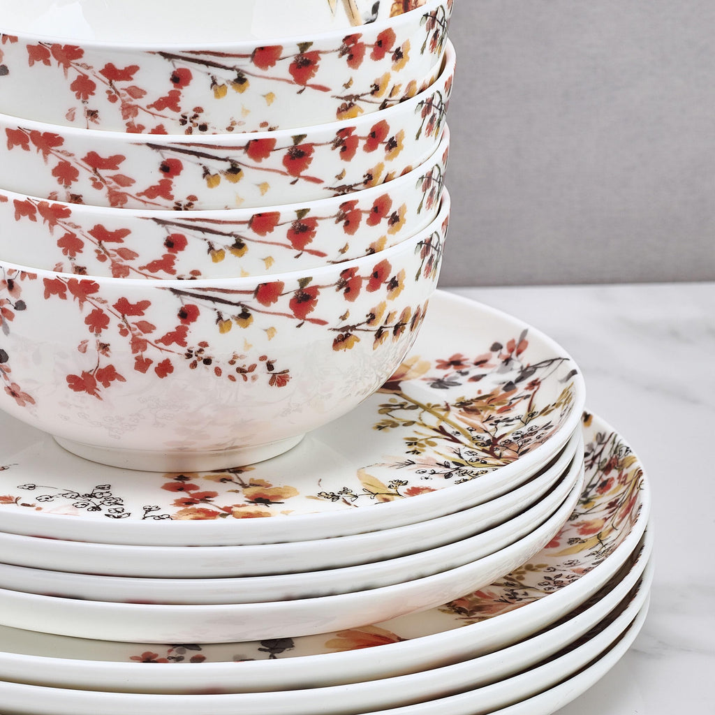 12 Piece Floral Bone China Dinnerware Set P942859