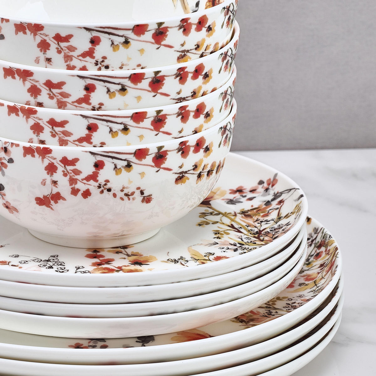 12 Piece Floral Bone China Dinnerware Set P942859