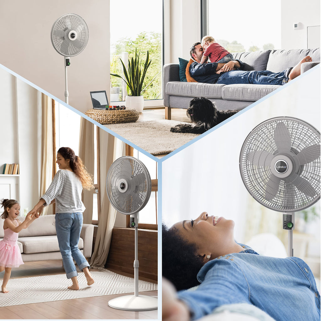 Oscillating Pedestal Fan with 12 Speeds, 8 Hour Timer, Adjustable Height, Remote Control, White Z167015