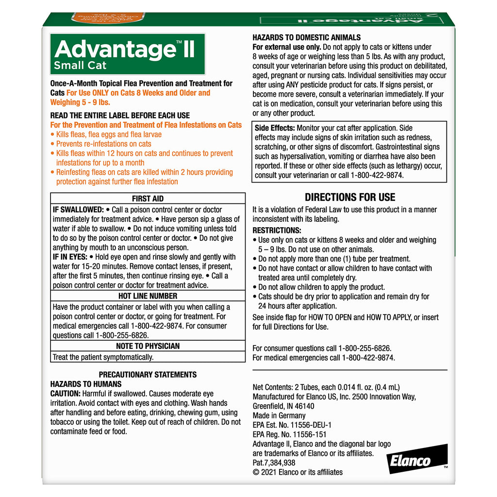 Advantage II Small Cat Topical Flea Treatment & Prevention, 2ct W78570