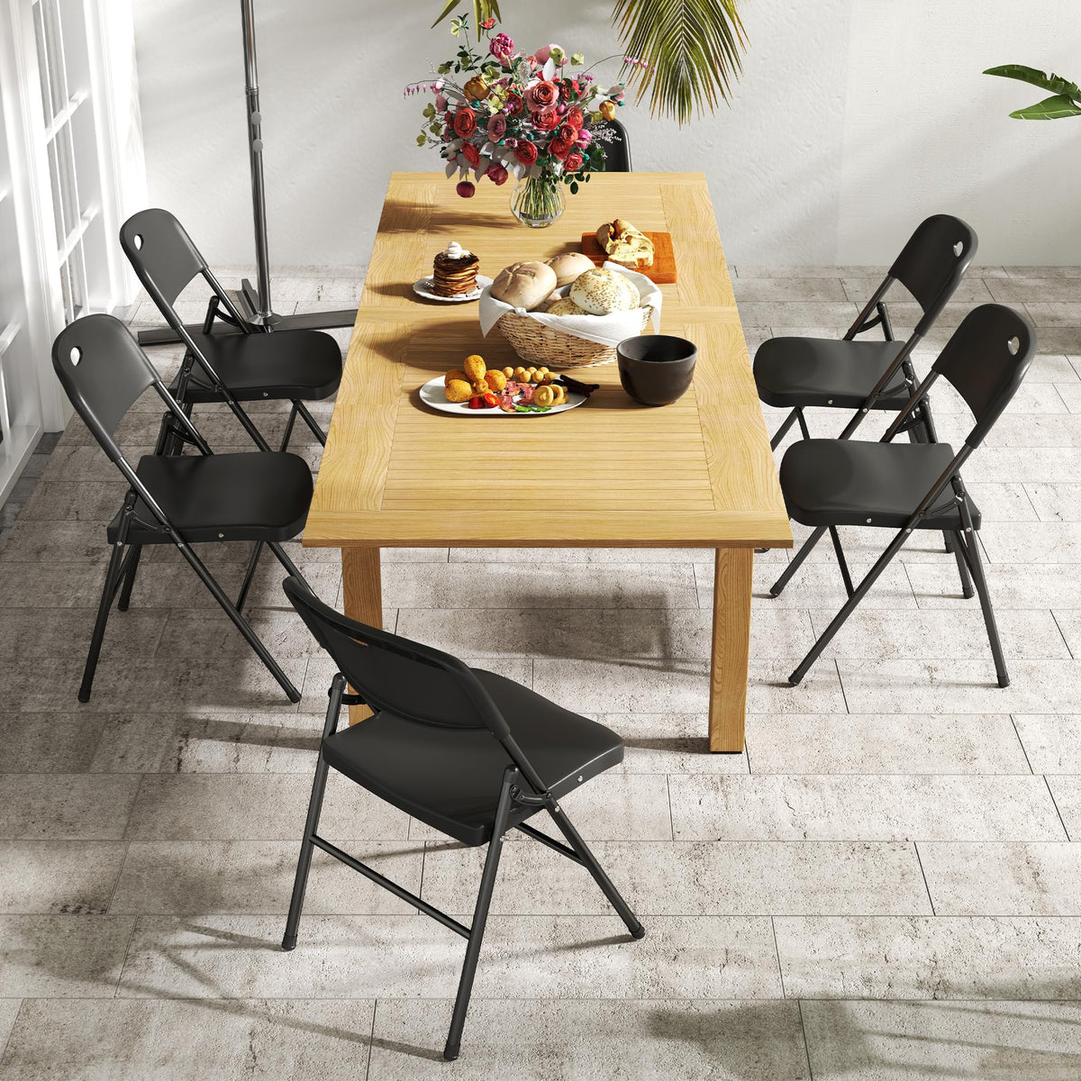 Folding Chairs Set of 10 Black P61998
