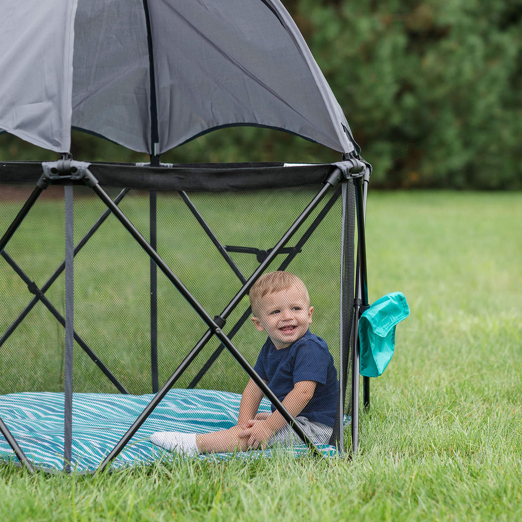 Baby Delight Go with Me Eclipse Deluxe Playard, Watercolor Stripe Base → Watercolor Stripe Playard P138585