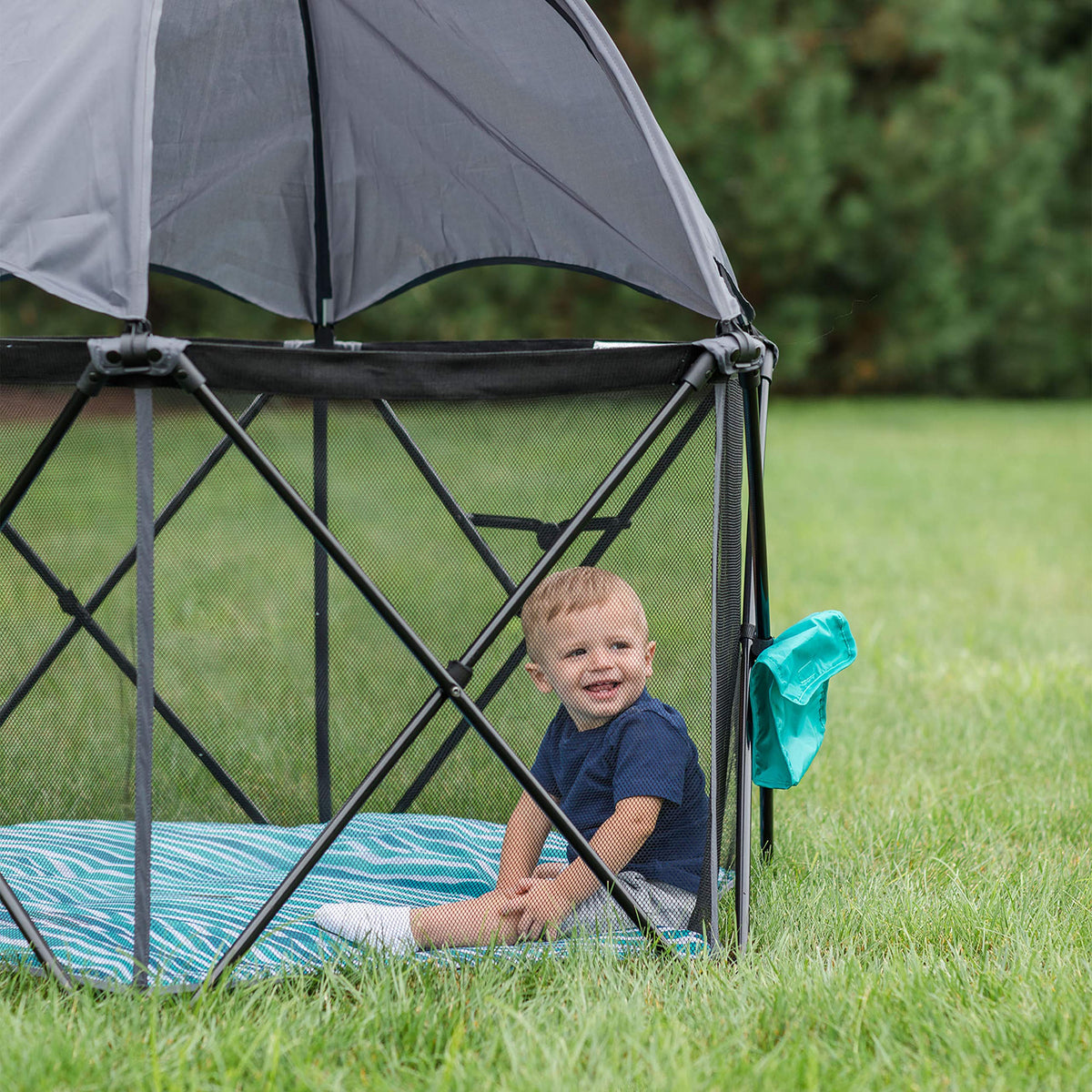 Baby Delight Go with Me Eclipse Deluxe Playard, Watercolor Stripe Base → Watercolor Stripe Playard P138585