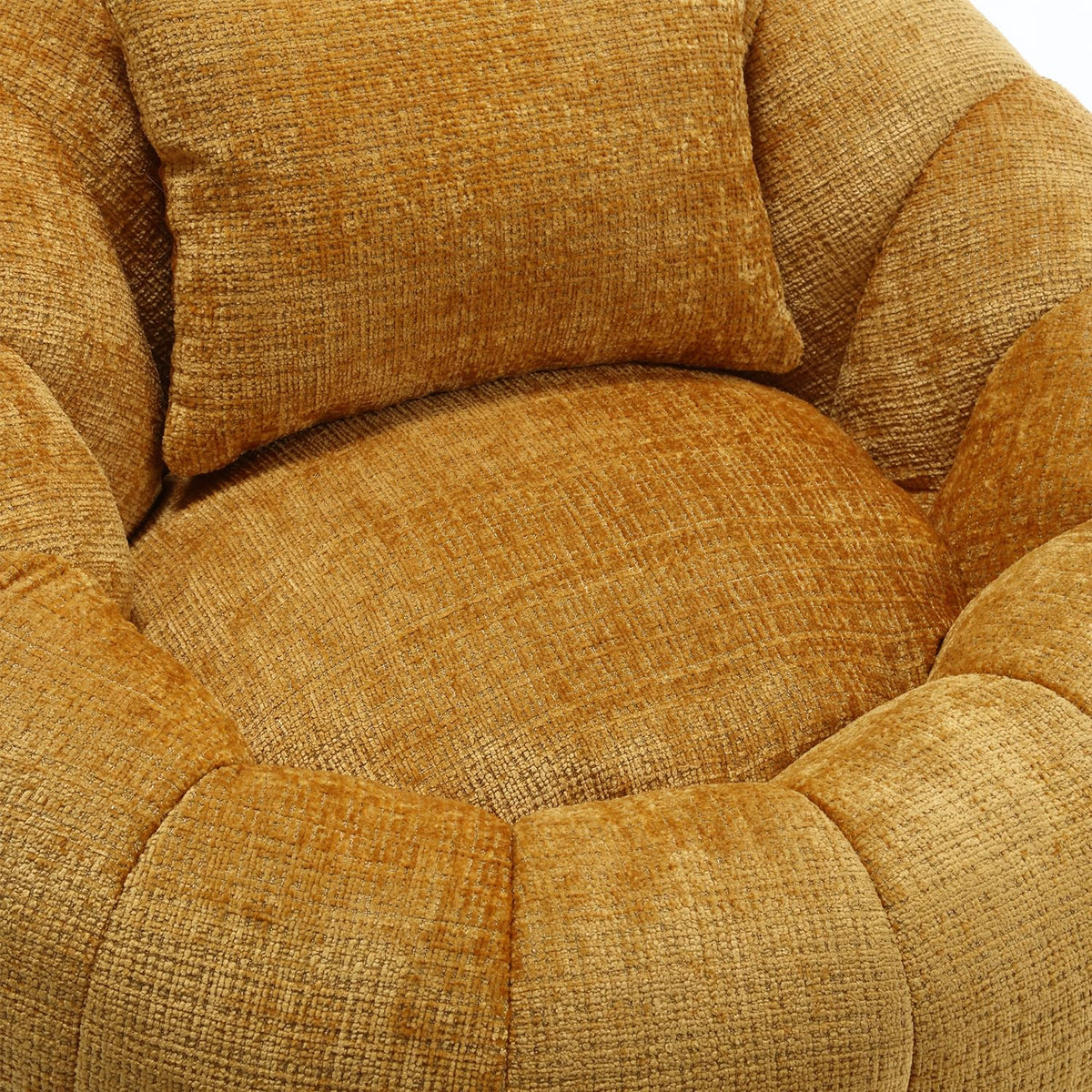 Yellow Chenille Bean Bag Chair with Ottoman and Pillow E73595
